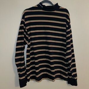ASOS Brand Collusion Striped Mock Neck Long Sleeve Top Size XL